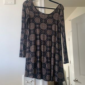 Taupe and black long sleeve dress